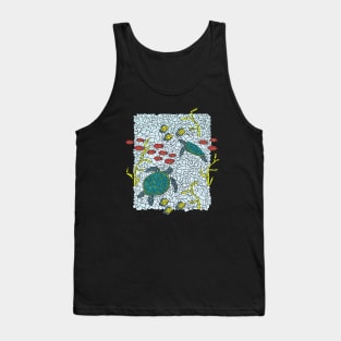 Artsy Sea Turtles and Tropical Fish Tank Top